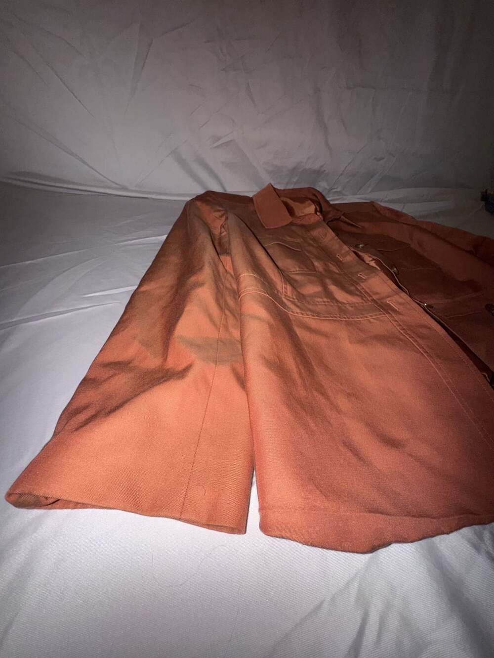 Talbots Safari Jacket Size 14 Orange Button Up Utility Pocket - Picture 8 of 11